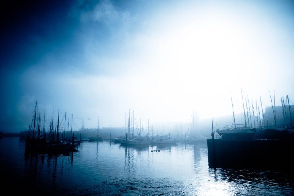 A misty morning on Falmouth Harbour